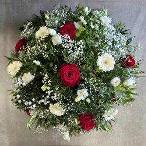 Coussin de deuil rouge et blanc