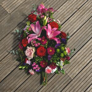 Gerbe piquée rose et rouge