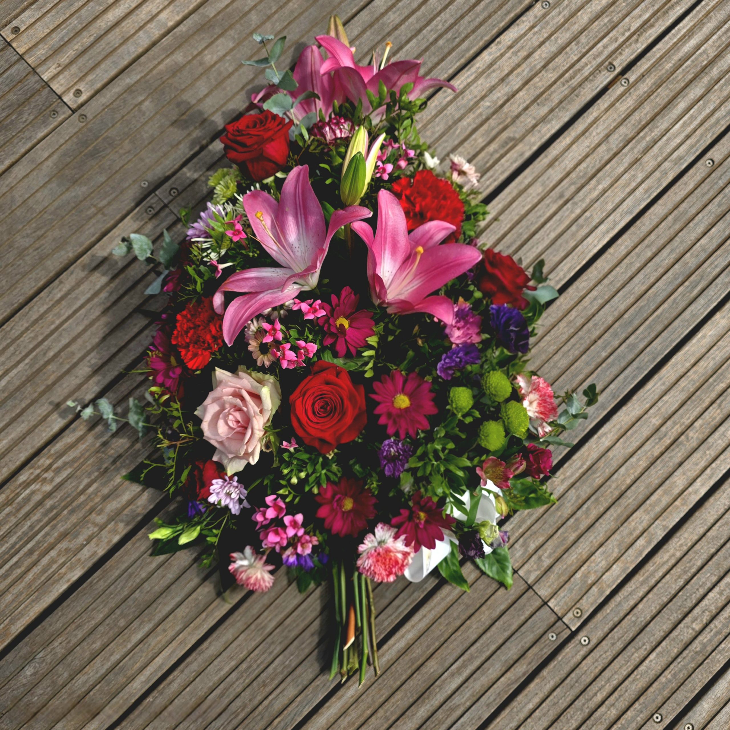 Gerbe piquée rose et rouge