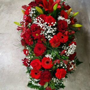 Raquette de deuil rouge et blanc